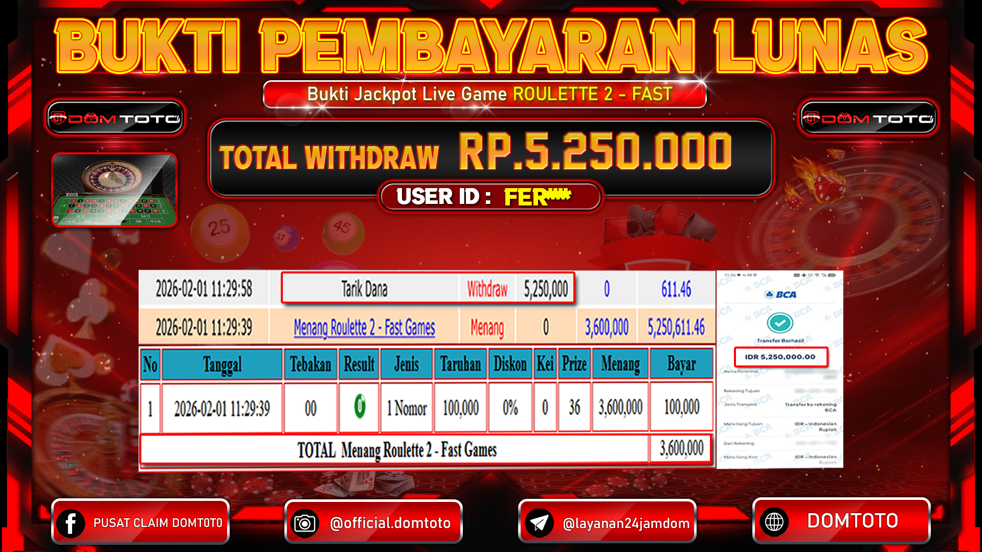 JACKPOT LIVE GAME ROULETTE 2 - Fast Games   01 FEBRUARI 2026